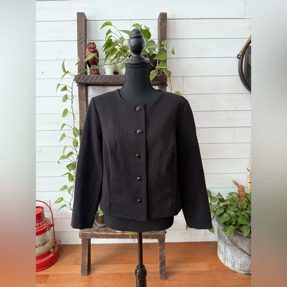 Chico's Black Button-Up Blazer Jacket with Gem Buttons - Picture 14 of 17